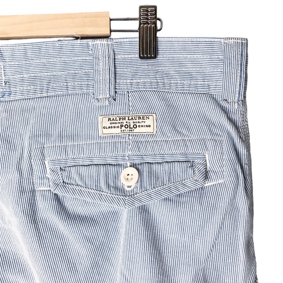 Polo Ralph Lauren Seersucker Cargo Shorts Blue White Stripes Cotton Men’s 38 - Picture 9 of 11